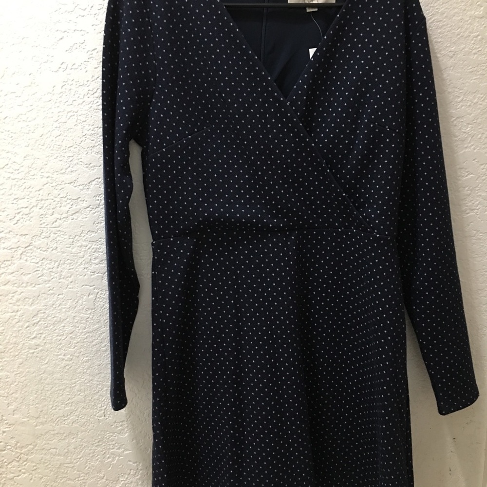 Loft Navy blue polka dot wrap dress - Picture 3 of 5